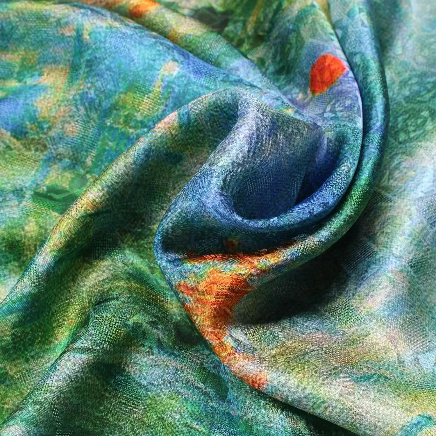 100% Mulberry Silk Scarfs for Women Floral Print Satin Long Scarf for Headscarf Hair Wraps Shawl with Gift Packed