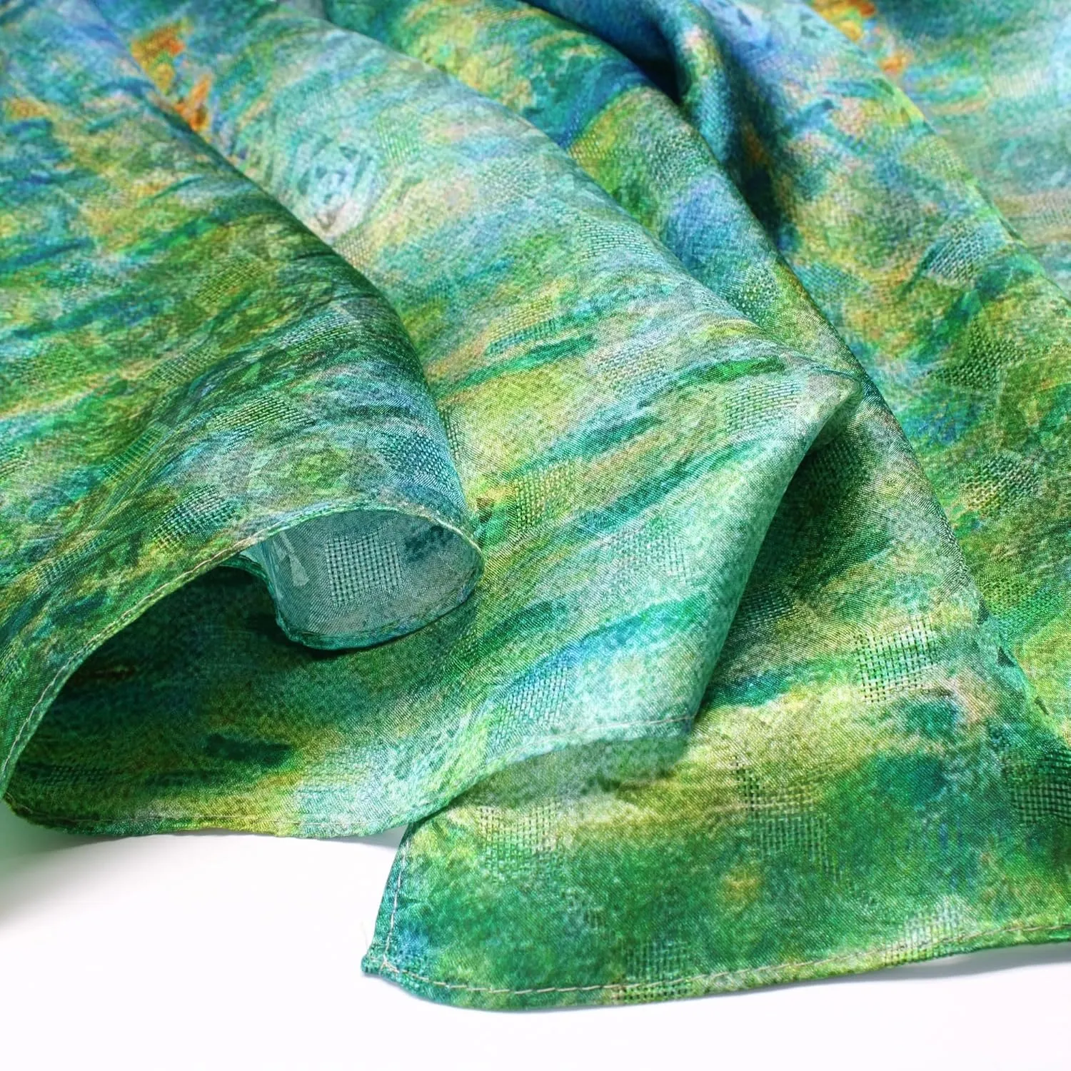 100% Mulberry Silk Scarfs for Women Floral Print Satin Long Scarf for Headscarf Hair Wraps Shawl with Gift Packed