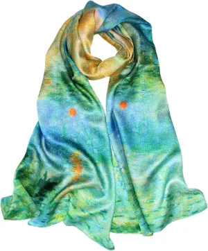 100% Mulberry Silk Scarfs for Women Floral Print Satin Long Scarf for Headscarf Hair Wraps Shawl with Gift Packed