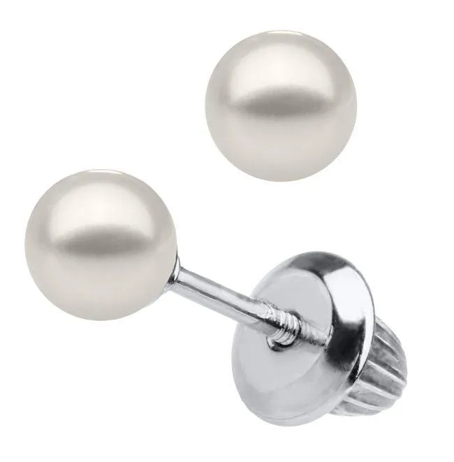 14K W Gold 4mm Baby Pearl Studs