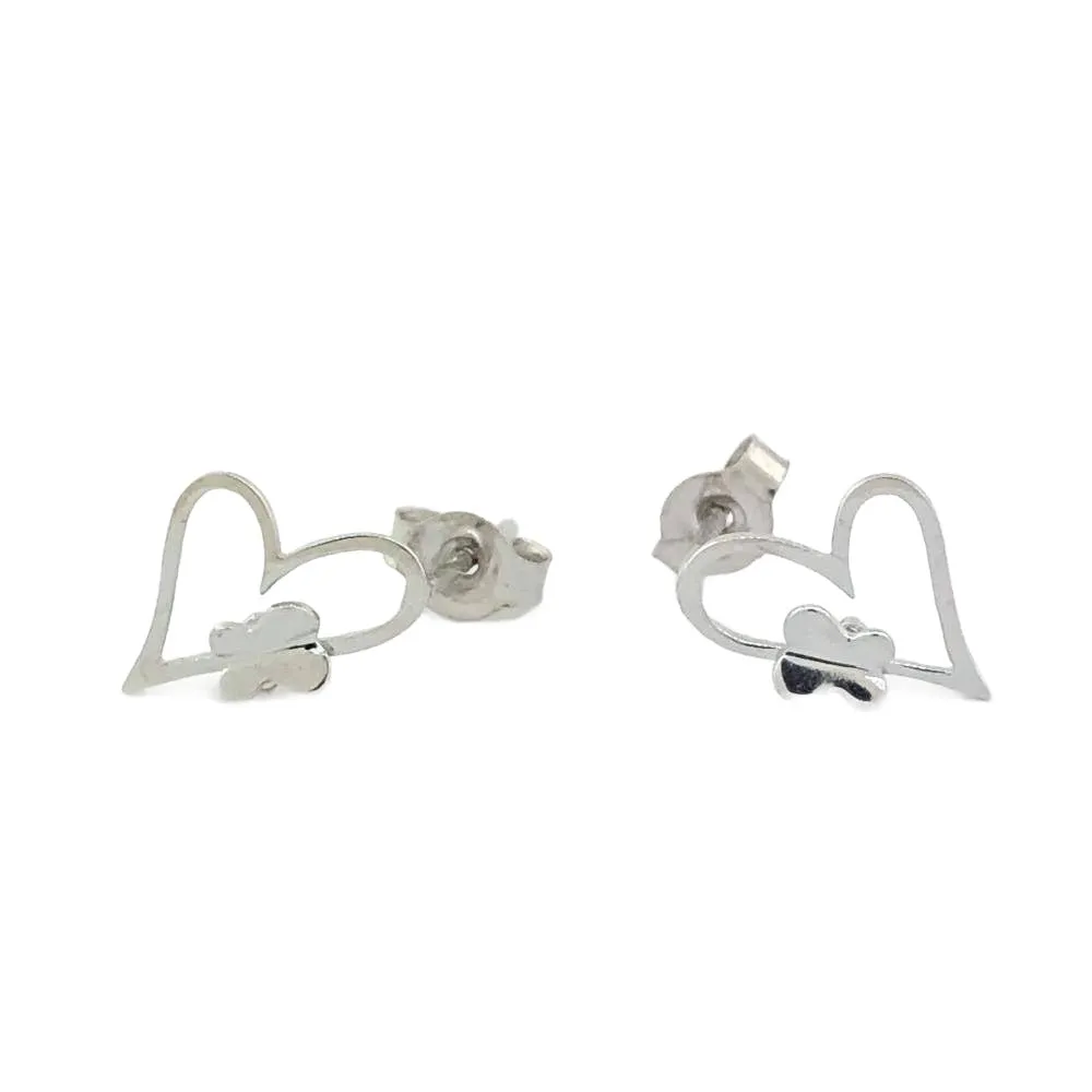 14K W Gold Open Heart Children's Studs