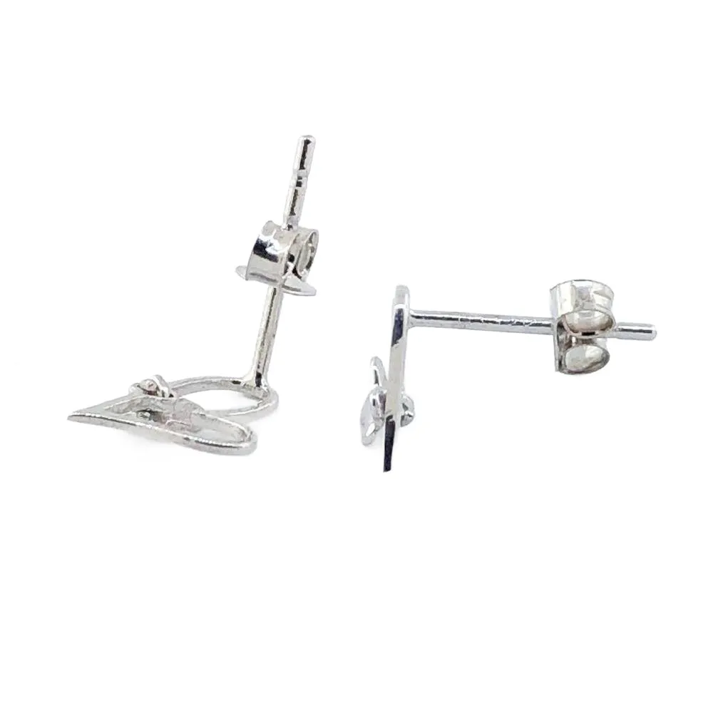 14K W Gold Open Heart Children's Studs
