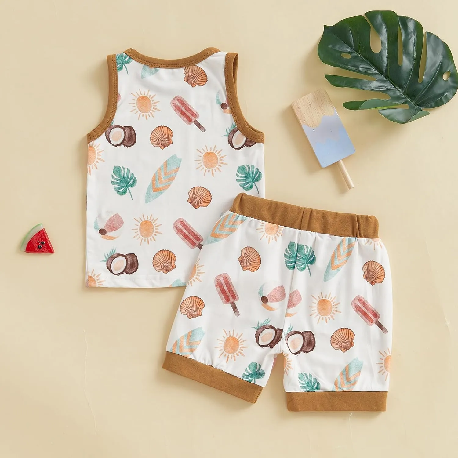 2Pcs Baby Boy Summer Outfits Sleeveless Sailboat Print Tank Tops   Pocket Shorts Set Toddler Clothes