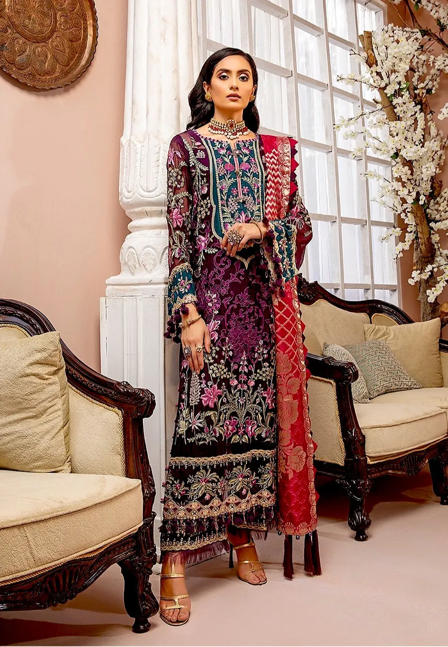 Adan's Libas Luxulia Embroidered Chiffon Collection – Berry Plum