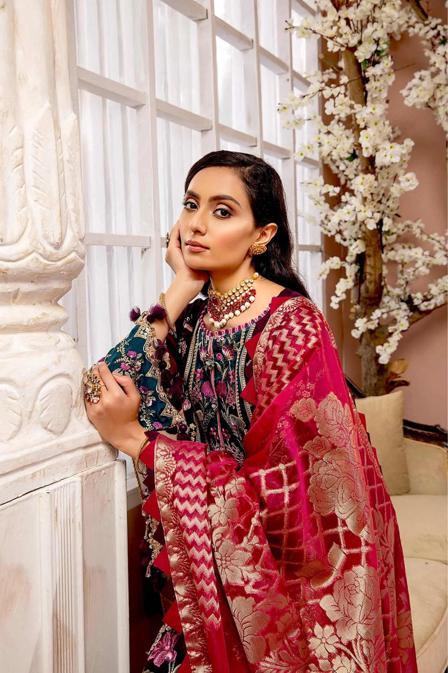 Adan's Libas Luxulia Embroidered Chiffon Collection – Berry Plum