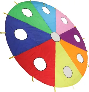 Akozon Kids Parachute with Holes, Kids Umbrella Parachute, 9 Holes Round Shape Inflatable Play Set Stick Mole Pounding Game for Outdoors
