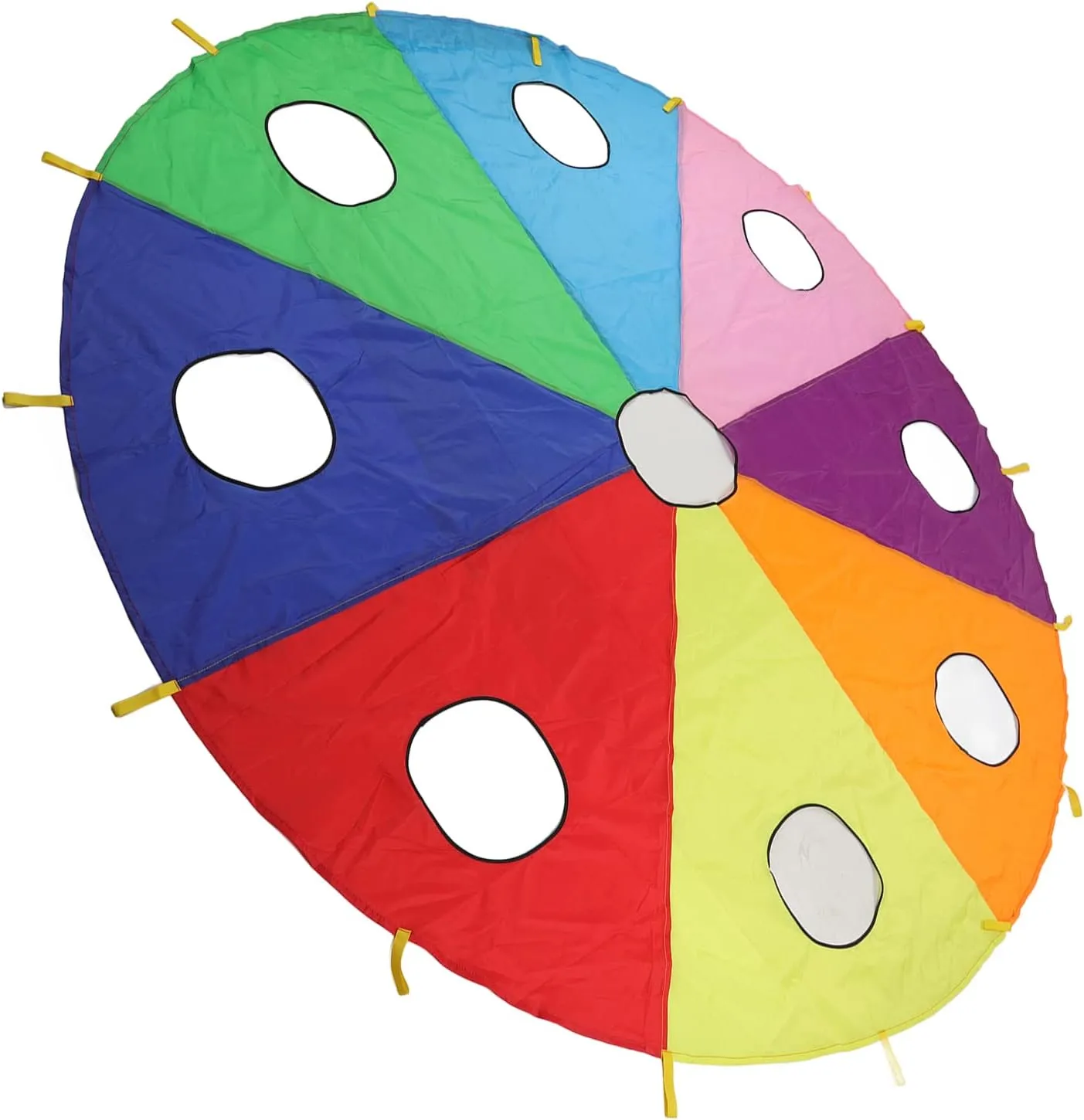 Akozon Kids Parachute with Holes, Kids Umbrella Parachute, 9 Holes Round Shape Inflatable Play Set Stick Mole Pounding Game for Outdoors