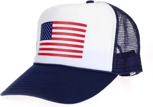 American Flag Patriotic USA Classic 5 Panel Mesh Snap Back Trucker Hat