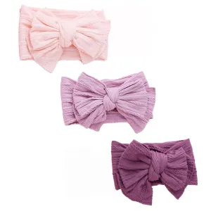 Baby Bows Headbands Nylon Hairbands Baby Girl Bows Hair Accessories for Infant Toddler Essentials (Pink Light/Deep Purple, mid)