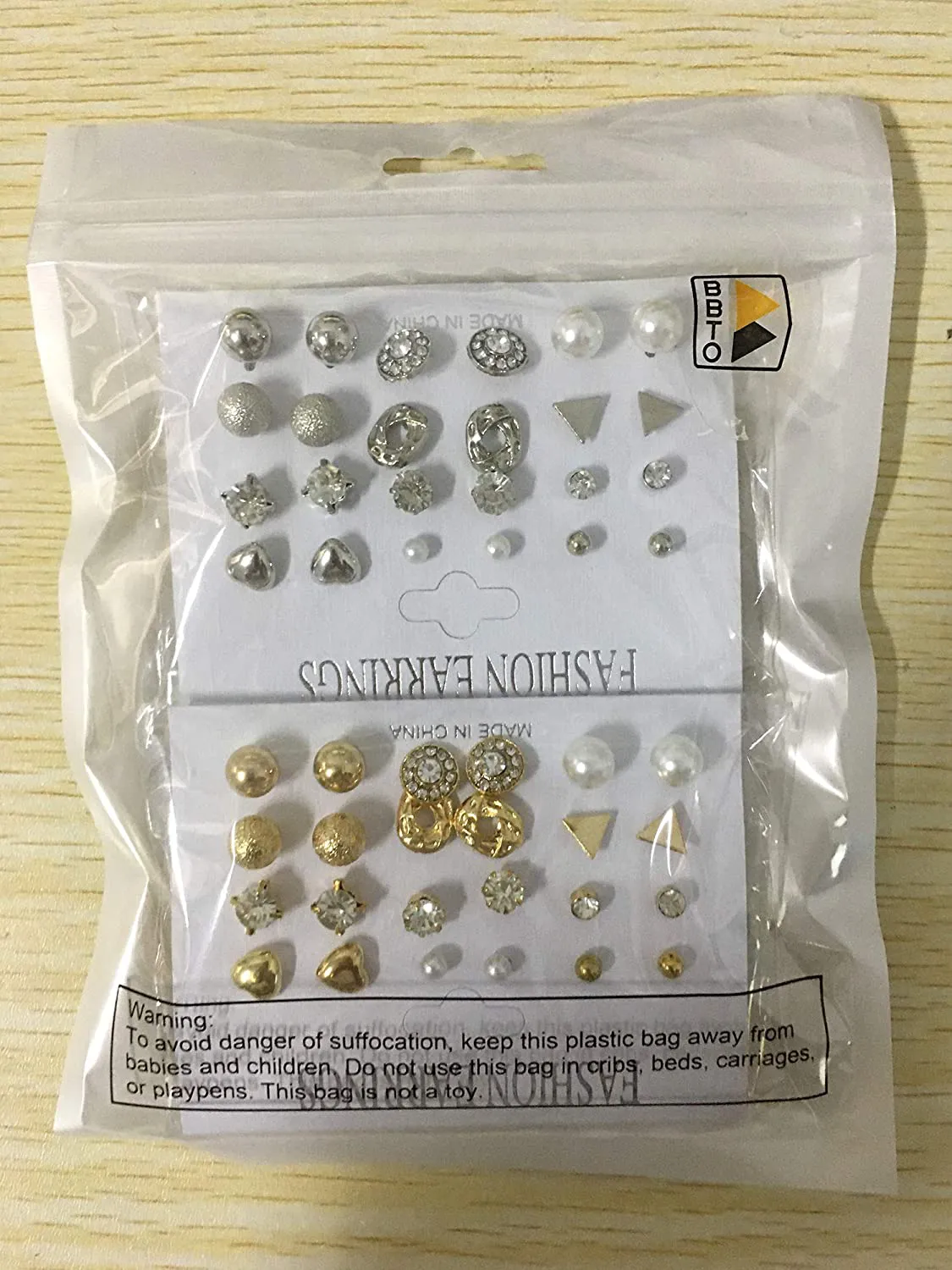 BBTO 24 Pairs Stud Earrings Crystal Pearl Earring Set Ear Stud Jewelry for Girls Women Men, Silver and Gold
