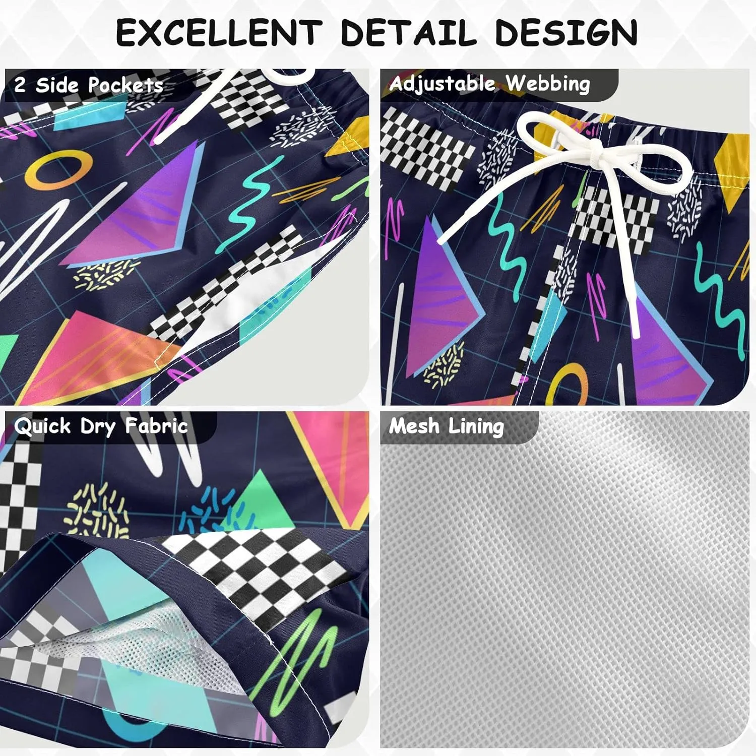 Boccsty Blue Ice Cream Drip Boys Swim Trunks Baby Kids Swimwear Summer Toddler Beach Board Shorts 2T-XL