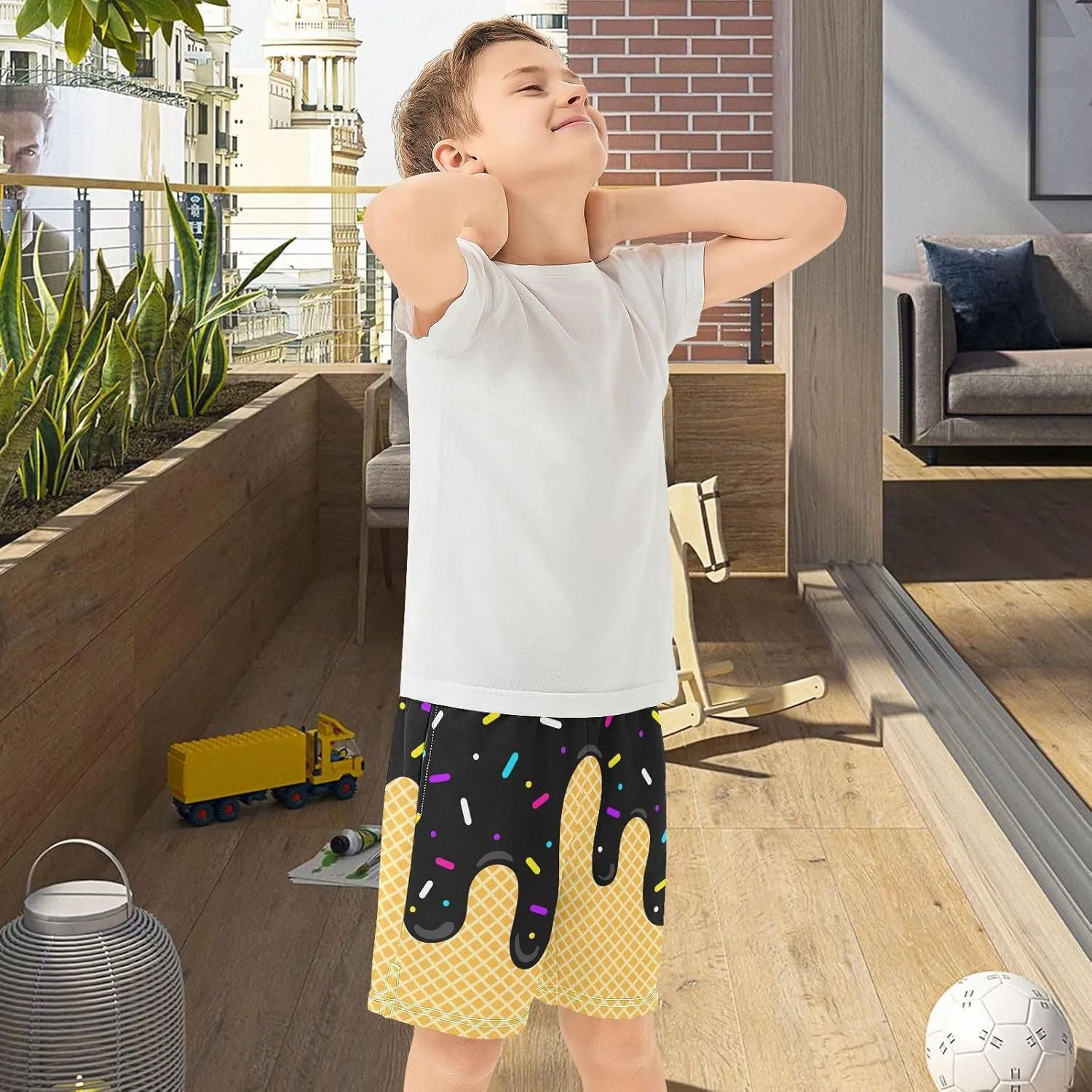 Boys Athletic Shorts Size 7-15 Boys' Casual Shorts with Pockets Elastic Waist Summer Kids Bottom for Sports Homewear