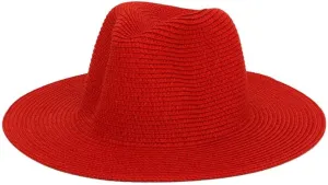 Breathable Straw fedora Red