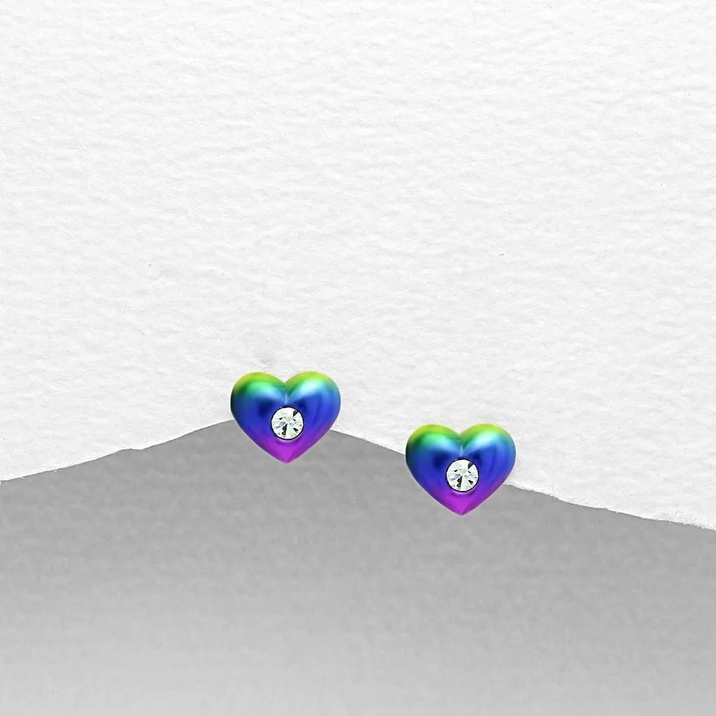 Children's Sterling Silver Colourful Heart Earrings