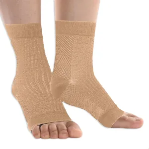 Compression Plantar Fasciitis Socks Ankle Sleeve - Heel Arch Supports, Pain Relief & Swelling Reduction for Men and Women - 1 Pack (Beige, S/M)
