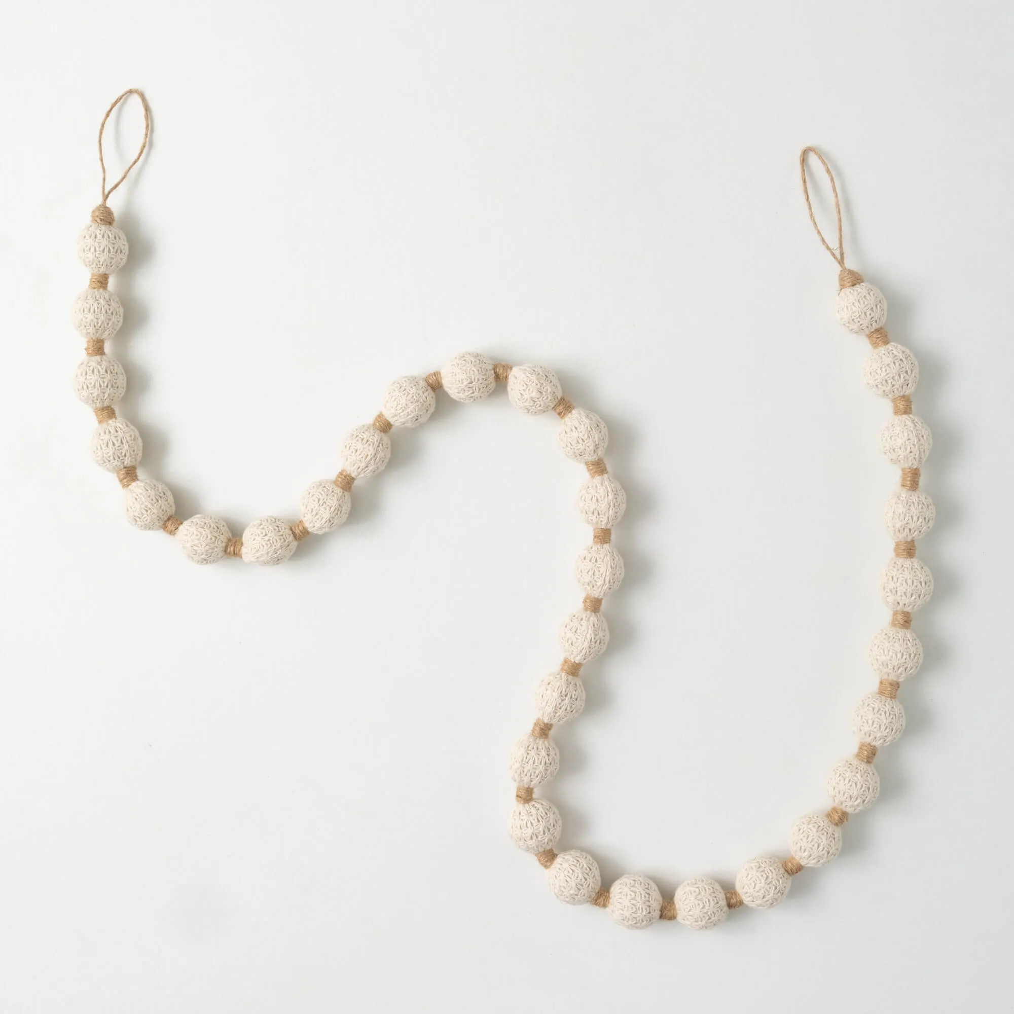 Cream Herringbone Ball Garland