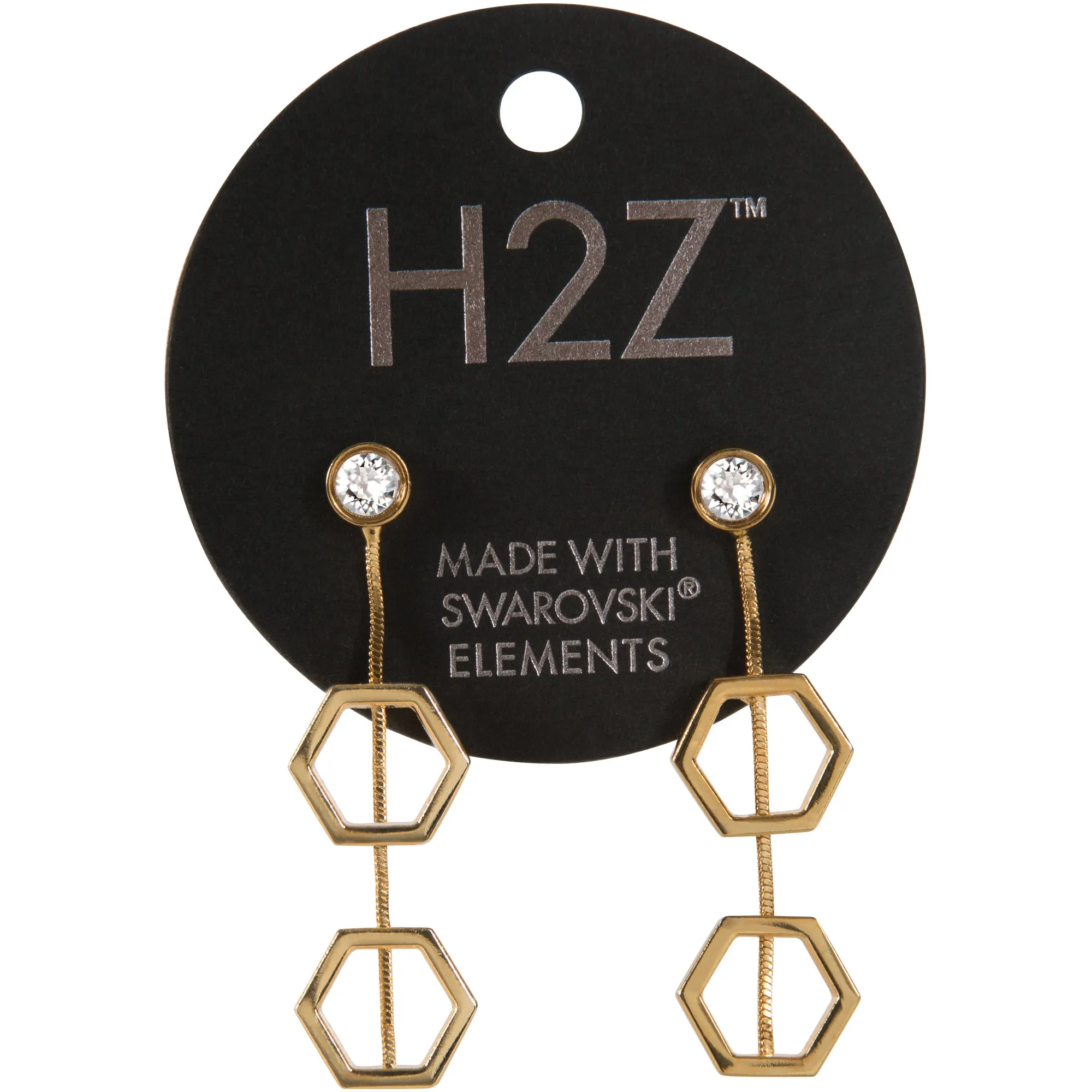 Crystal Hexagon - 1.5" Austrian Crystal Dangle Earrings