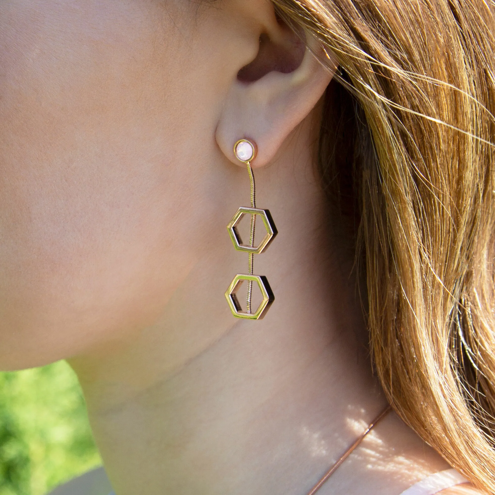 Crystal Hexagon - 1.5" Austrian Crystal Dangle Earrings