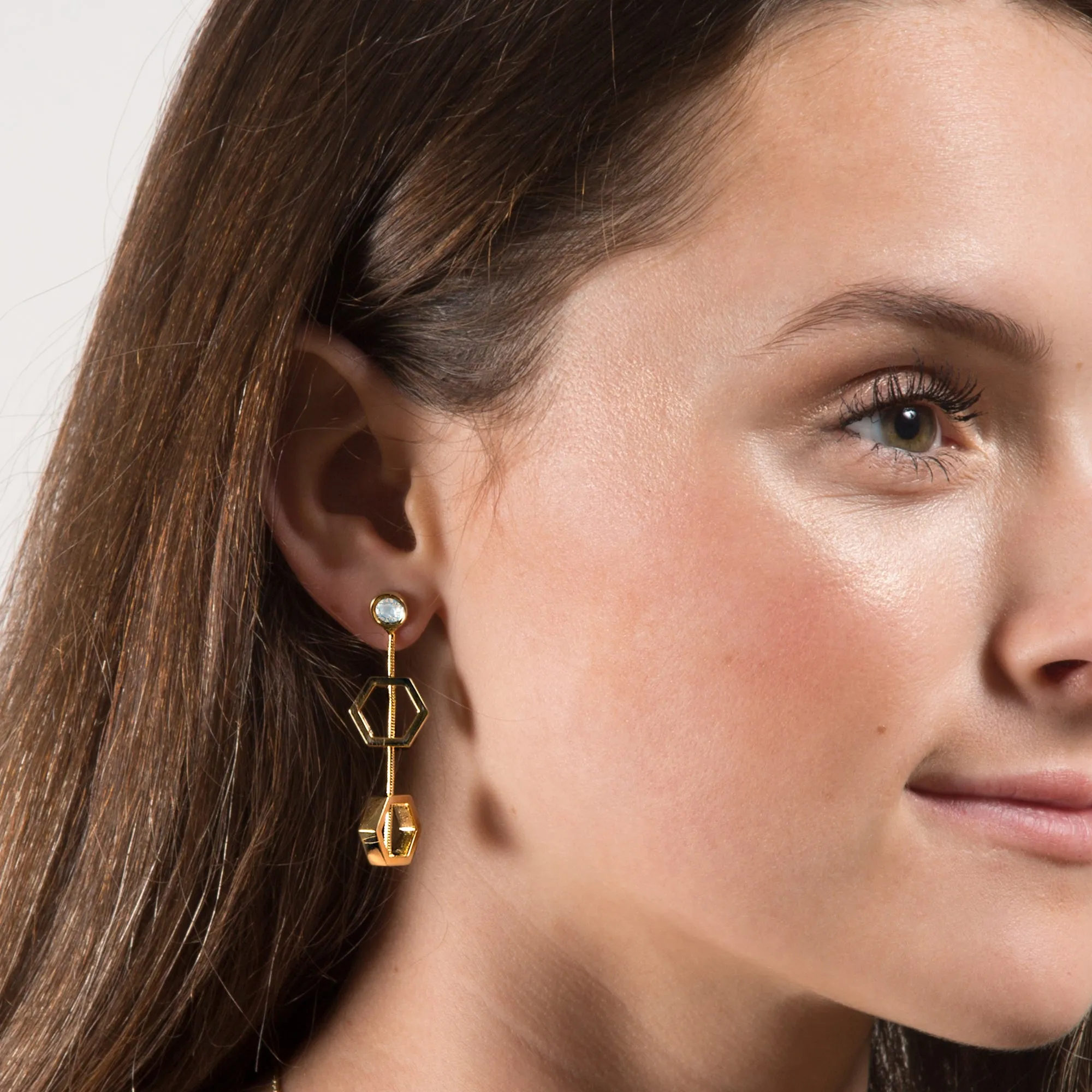 Crystal Hexagon - 1.5" Austrian Crystal Dangle Earrings