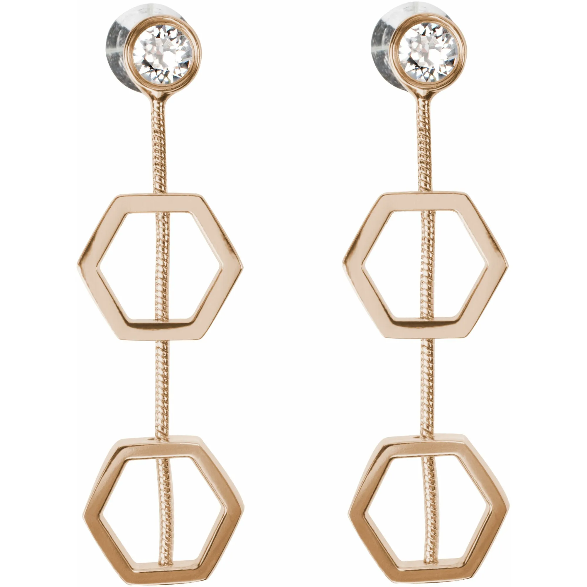 Crystal Hexagon - 1.5" Austrian Crystal Dangle Earrings