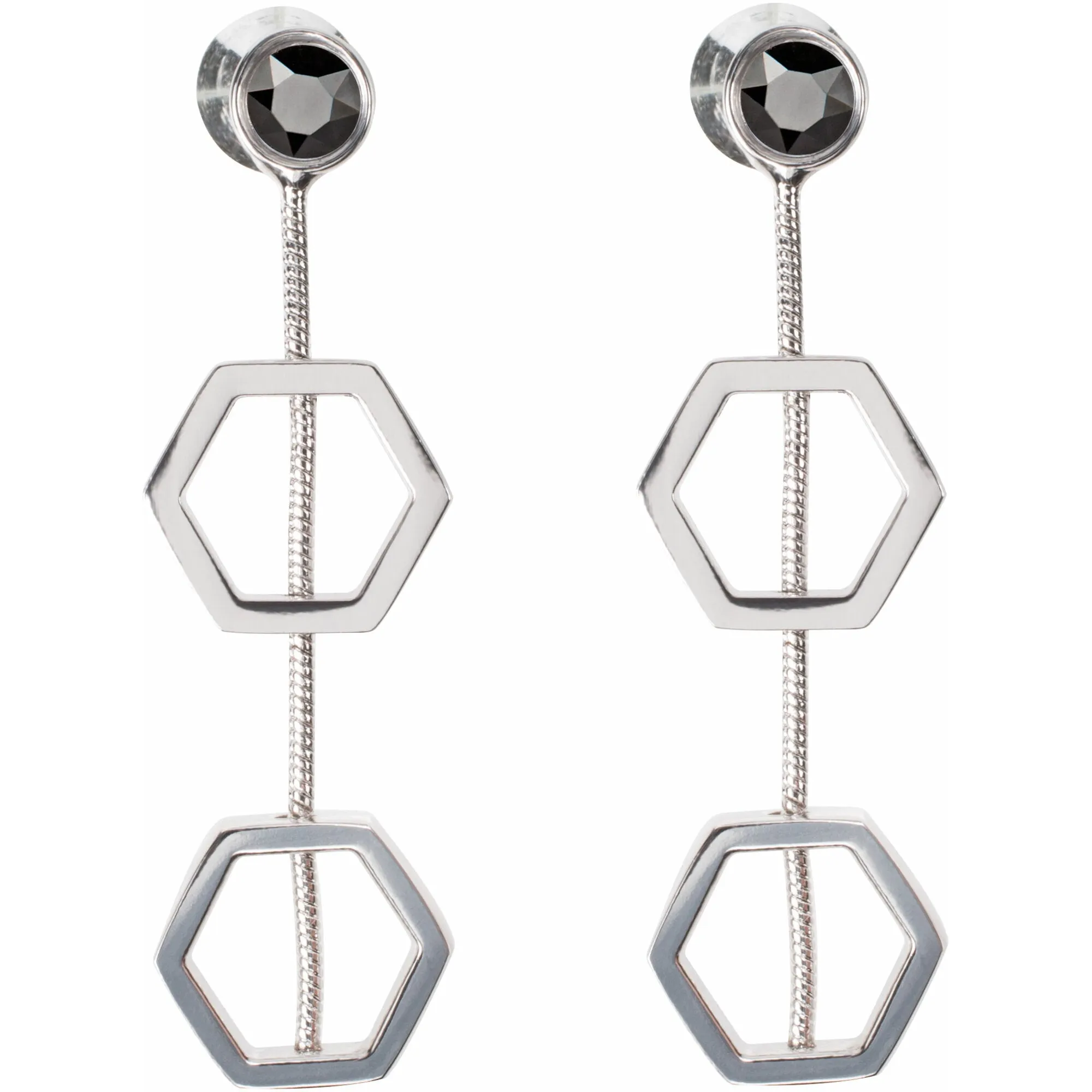 Crystal Hexagon - 1.5" Austrian Crystal Dangle Earrings