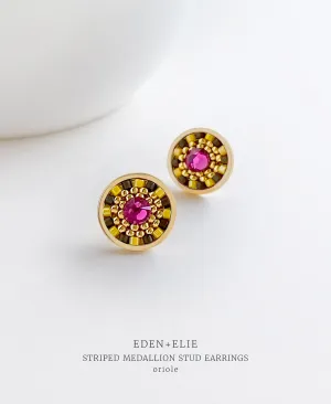 EDEN   ELIE Striped Medallion stud earrings - Oriole