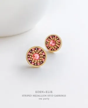 EDEN   ELIE Striped Medallion stud earrings - tea party