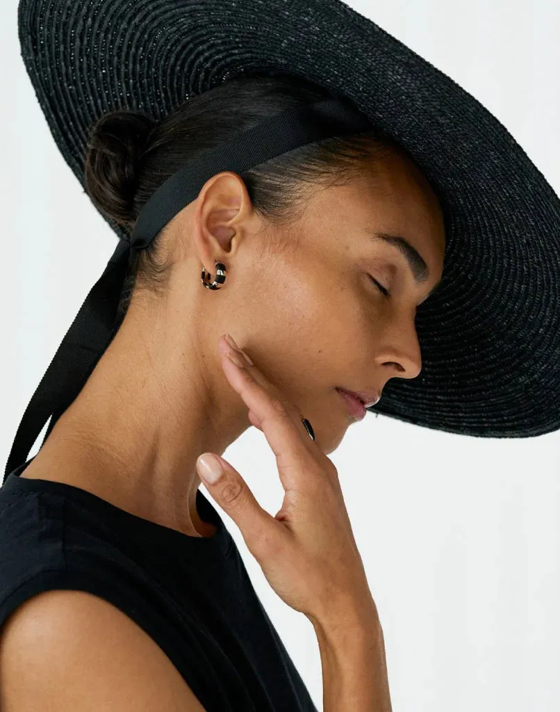Elsa Striped Hoop Earring - Silver