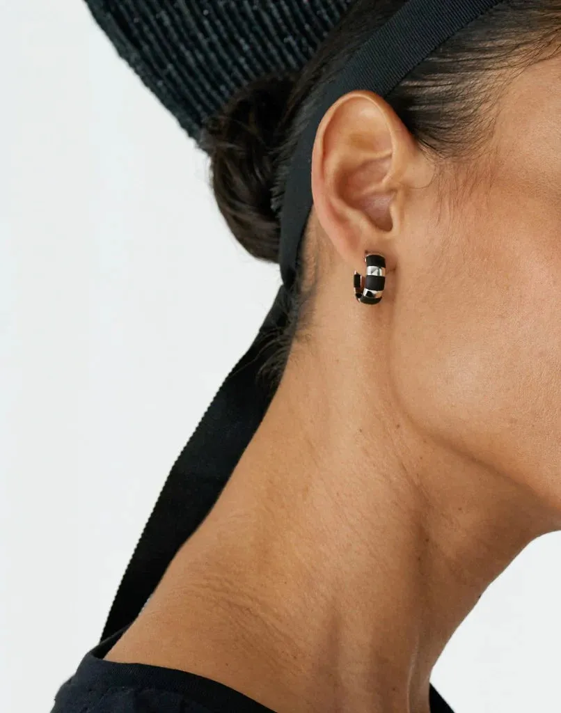 Elsa Striped Hoop Earring - Silver