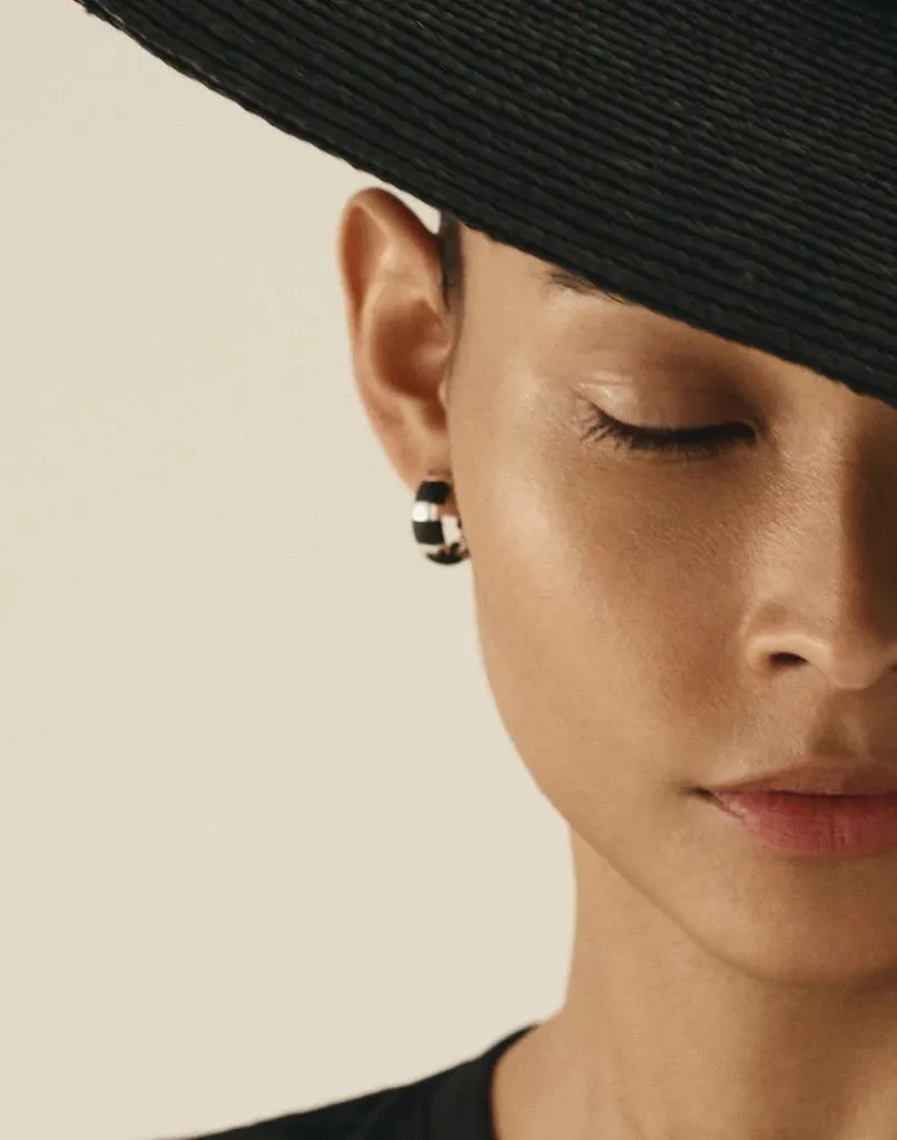 Elsa Striped Hoop Earring - Silver