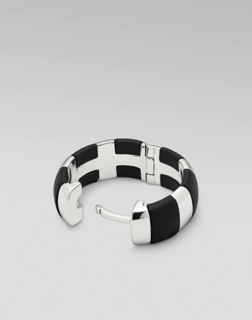 Elsa Striped Hoop Earring - Silver