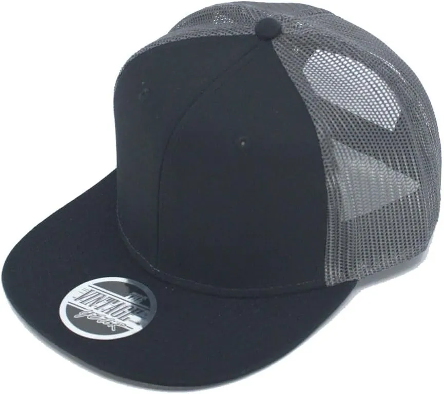 Embroidered Vintage Cars Cotton Flat Brim Mesh Snapback Trucker Baseball Cap
