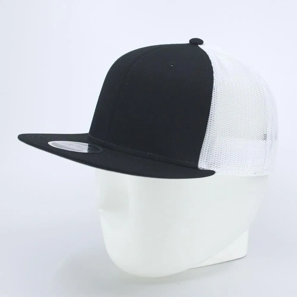 Embroidered Vintage Cars Cotton Flat Brim Mesh Snapback Trucker Baseball Cap