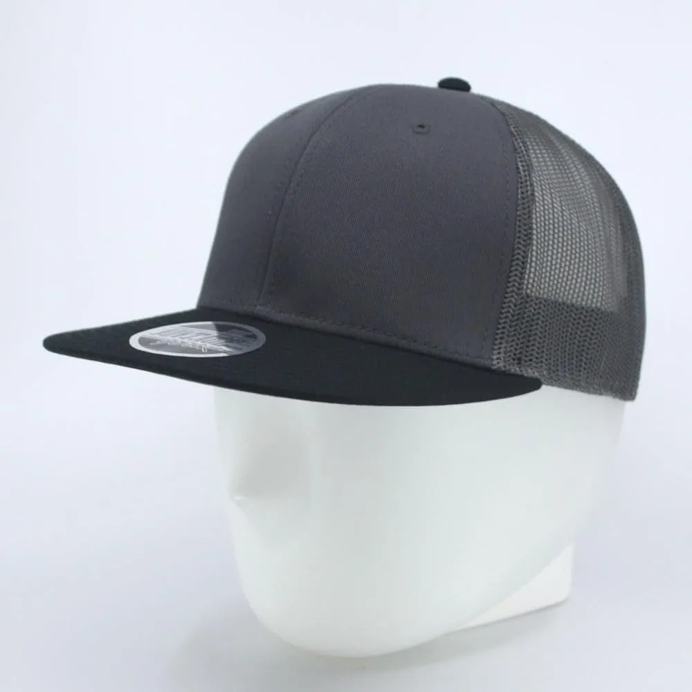 Embroidered Vintage Cars Cotton Flat Brim Mesh Snapback Trucker Baseball Cap
