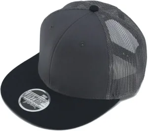 Embroidered Vintage Cars Cotton Flat Brim Mesh Snapback Trucker Baseball Cap