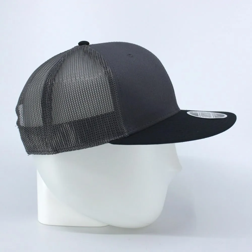 Embroidered Vintage Cars Cotton Flat Brim Mesh Snapback Trucker Baseball Cap
