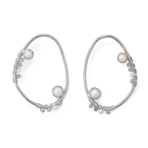 Fab Fashion! Large Open Cultured Freshwater Pearl and Labradorite Post Earring