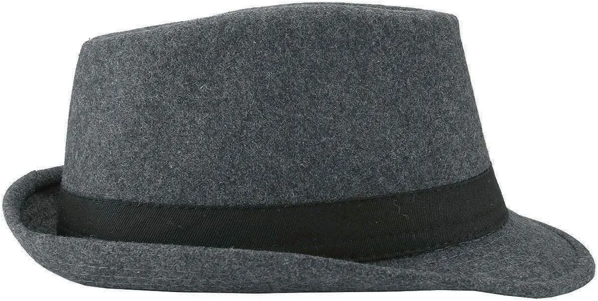 FALETO Unisex Classic 20s Trilby Fedora Hat with Band Casual Jazz Cap Manhattan