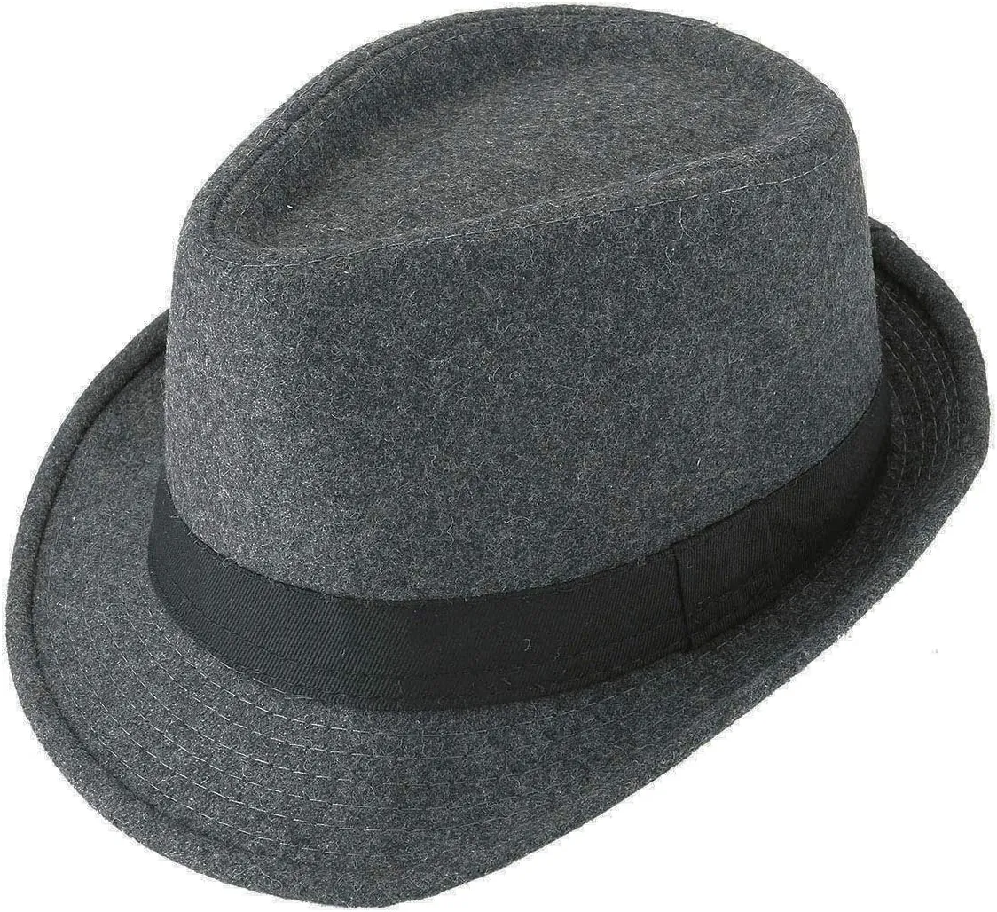 FALETO Unisex Classic 20s Trilby Fedora Hat with Band Casual Jazz Cap Manhattan