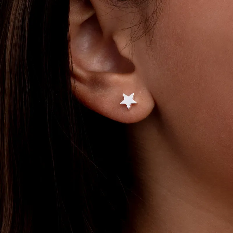 Floating Star Earrings - Sterling Silver