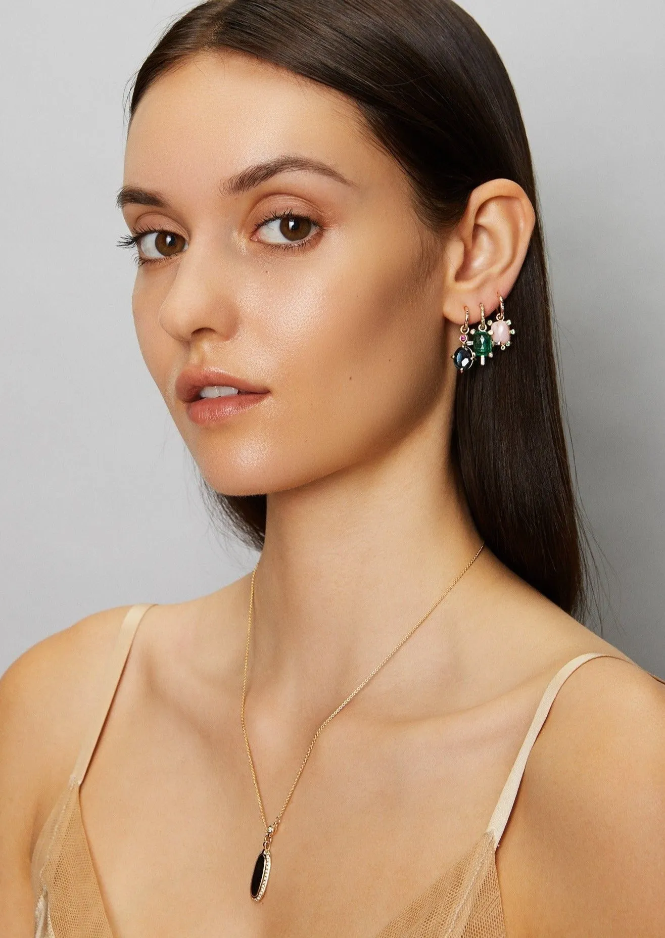 Genie Charm with Pink Opal and Emeralds