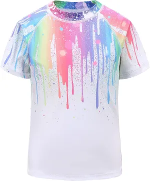 Girls Short Sleeve Rash Guard Swim Shirt for Girls Hawaiian Swimsuits UPF 50  Sun Protection Swim Top Bathing Suit 3-16 Years
