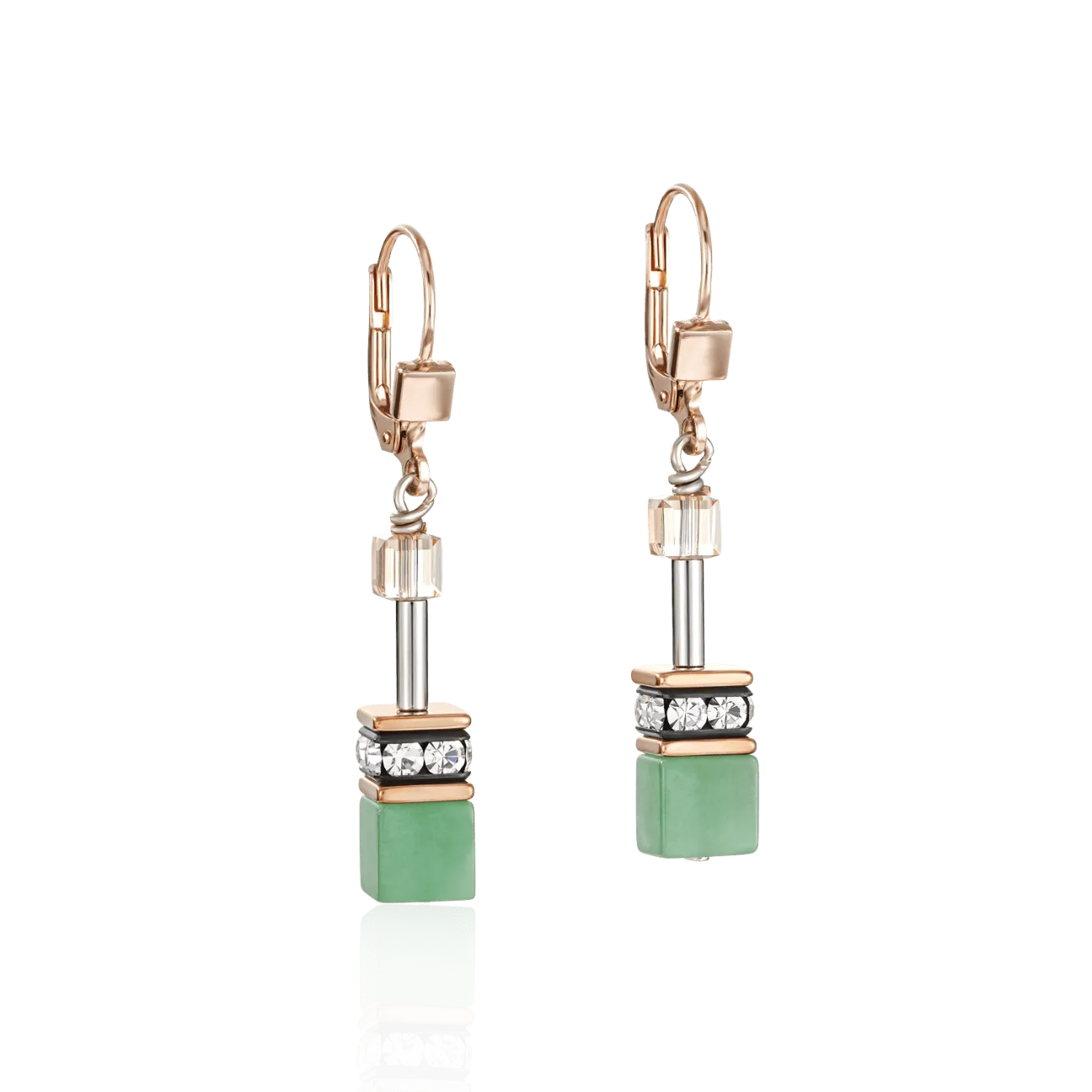 Green & Beige Geo Cube Earring