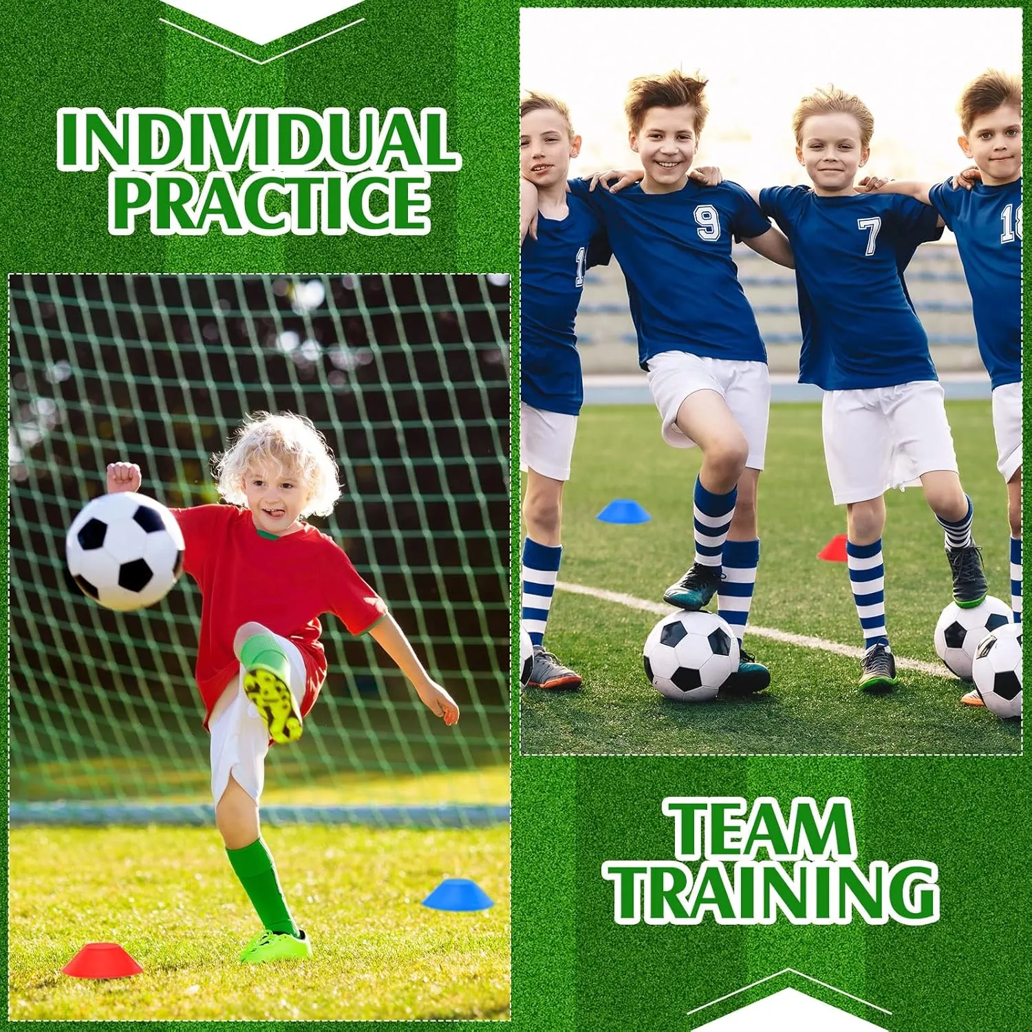 Hanaive 100 Pieces Mini Soccer Cones for Sport Drills 5 Inch Agility Disc Cones with Accessories for Kids Football Training