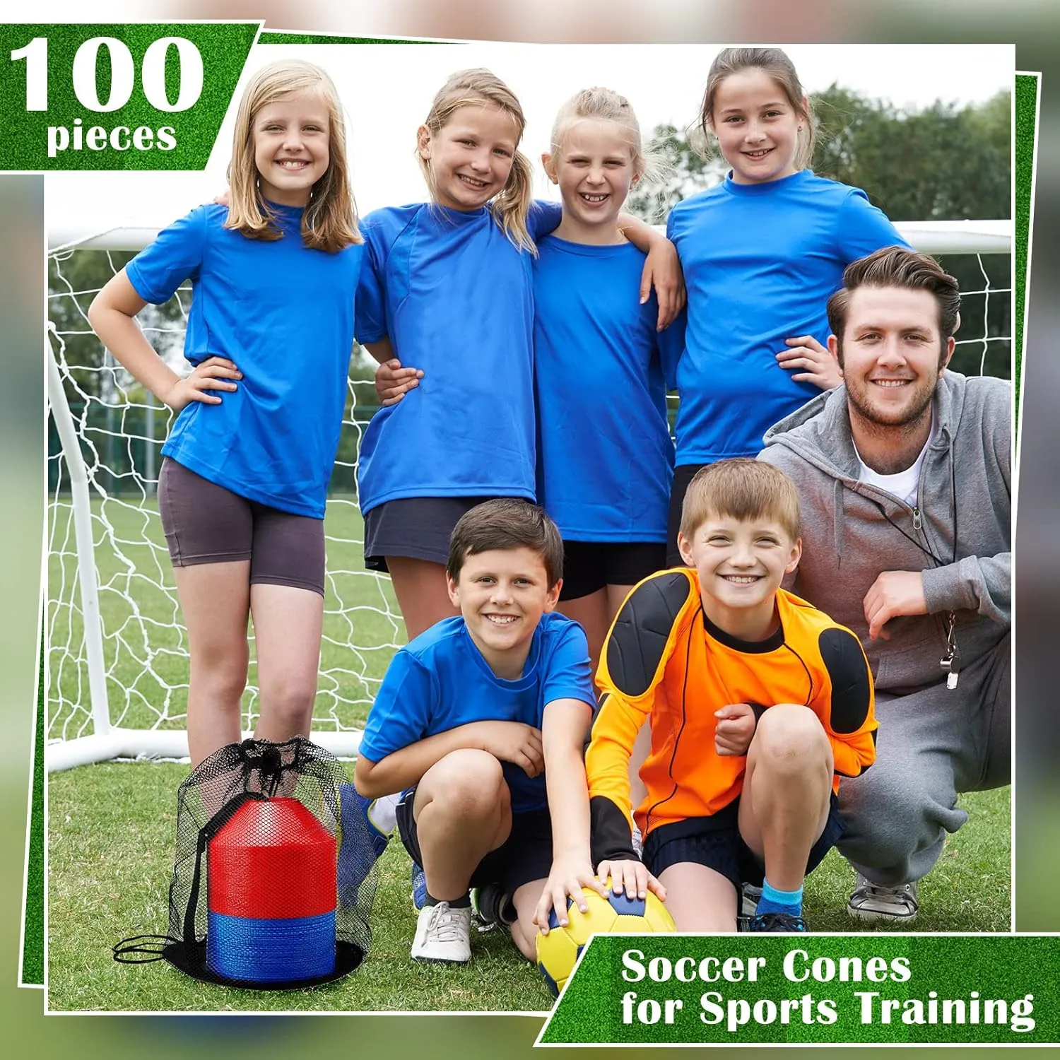 Hanaive 100 Pieces Mini Soccer Cones for Sport Drills 5 Inch Agility Disc Cones with Accessories for Kids Football Training