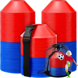 Hanaive 100 Pieces Mini Soccer Cones for Sport Drills 5 Inch Agility Disc Cones with Accessories for Kids Football Training