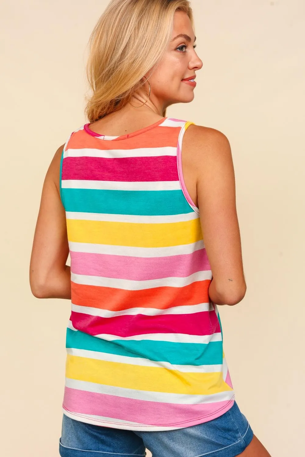 Haptics Round Neck Striped Knit Tank 2-4 Day Shipping