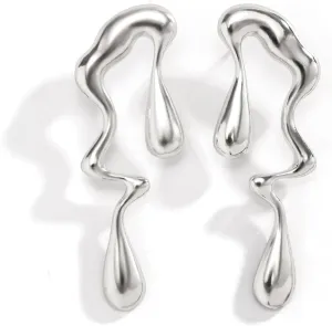 Irregular Waterdrop Earrings for Women Liquid Metal Earrings Thick Hypoallergenic Dangle Earrings Gold Statement Earrings Jewelry Gifts