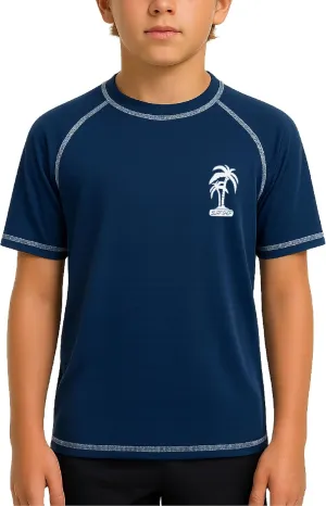 iXtreme Boys Rash Guard - UPF50  Short Sleeve Swim Shirts for Boys - Quick Dry Swimwear for Infant Toddler & Big Boy (12M-18)