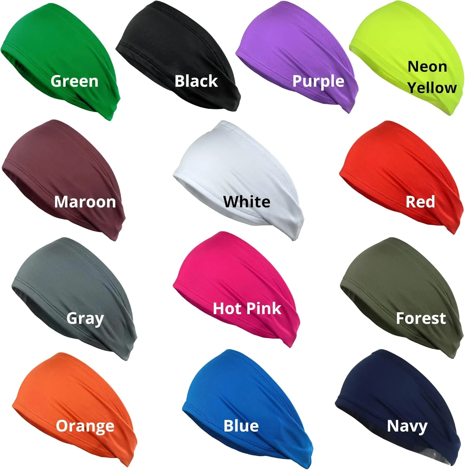 Kenz Laurenz Performance Headband Moisture Wicking Athletic Sports Head Band Wide Head Band Sweatband - Workout, Soccer, Softball, Basketball